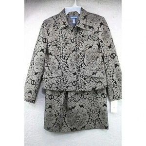 Evan-Picone Black & Gray Tapestry Skirt Suit-Size 12-14-New w/Tags